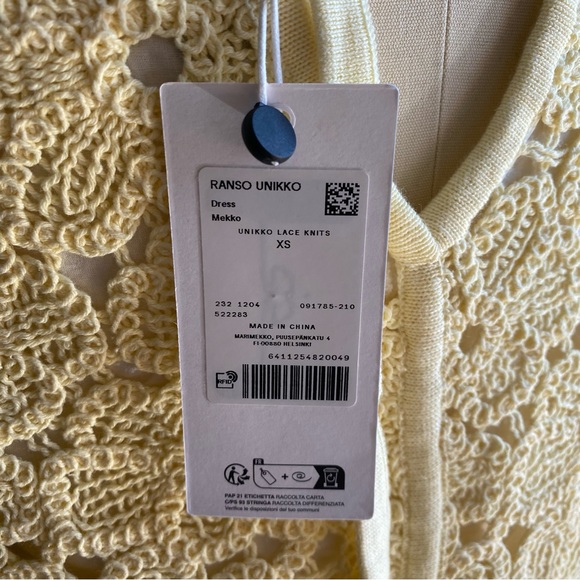 NWT MARIMEKKO Cream/Light-Yellow Shift Dress - size XS - Picture 6 of 8